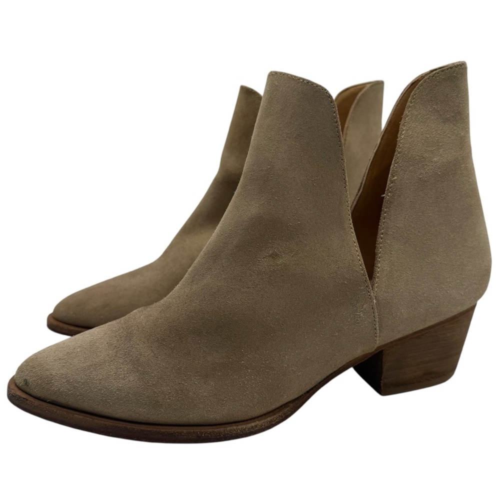 Free People Womens Shoes Suede Booties 8 Tan Leather Cut Out Block Heel Boho